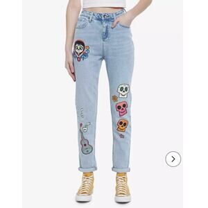 Disney Pixar Coco mom jeans cuffed hem high waist Day of the Dead plus size 20
